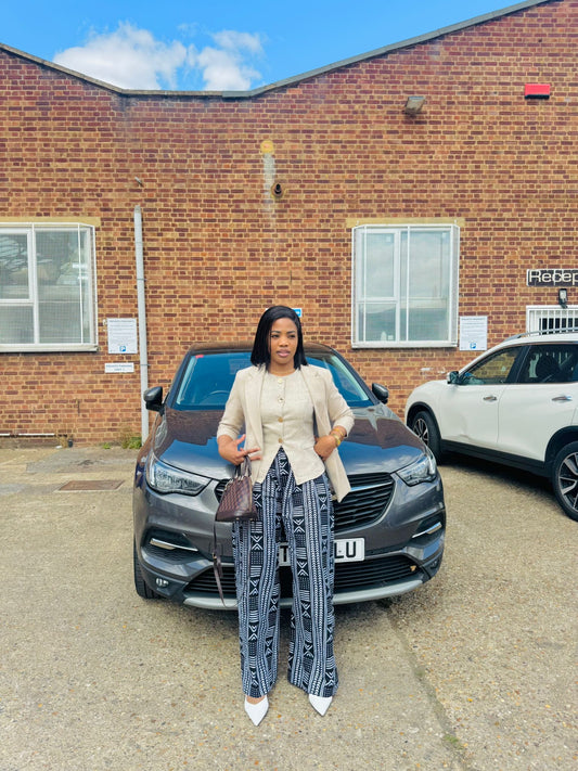 Tribal print wide leg trouser