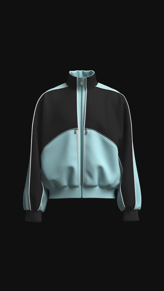 Two-Tone Teal & Black Bumper Jacket
